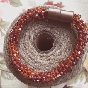 Handmade Amber and Cinnabar Beaded Bracelet